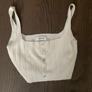 White missguided button top